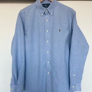 Ralph Lauren Blue Oxford Long Sleeve Button Up Shirt - Classic Fit Large